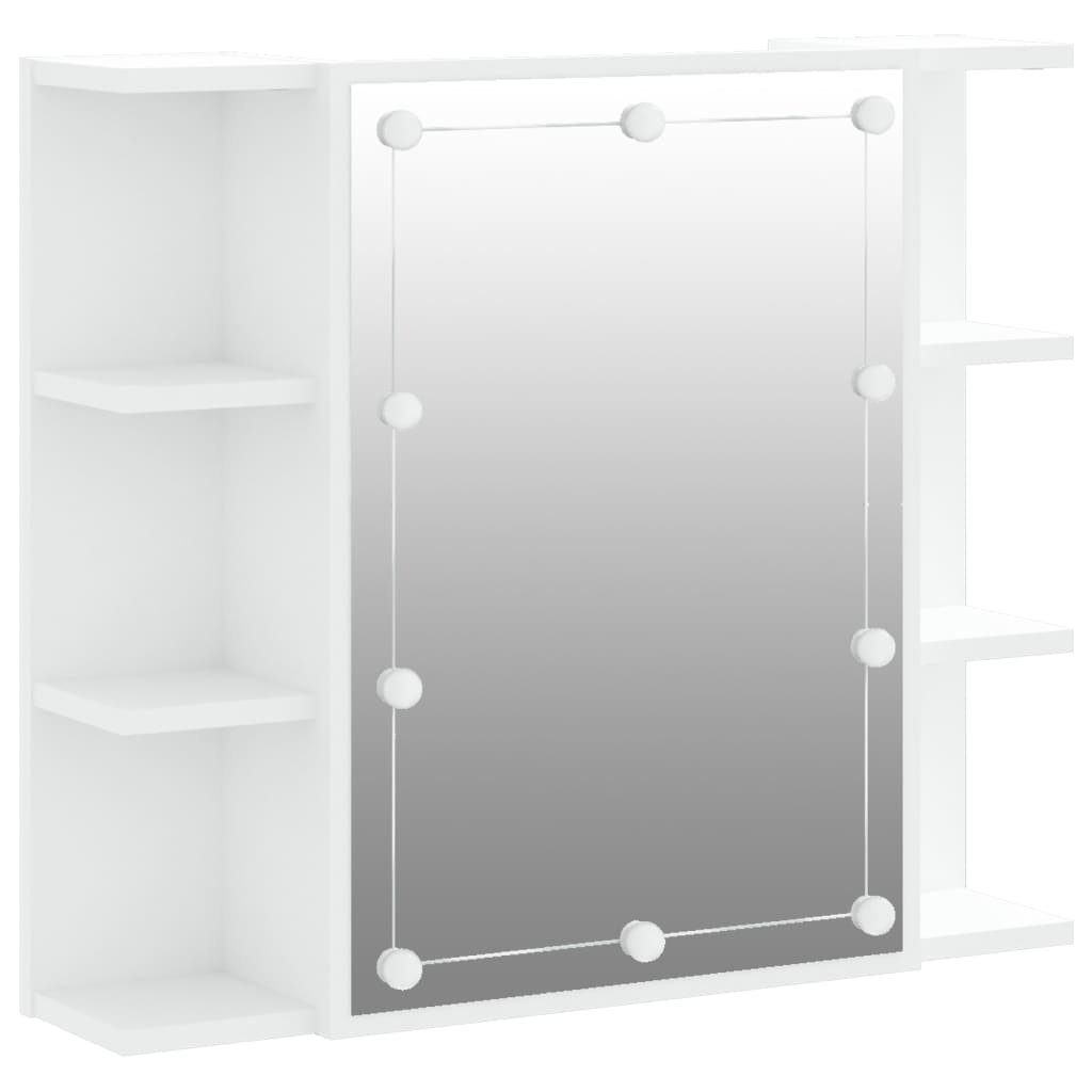 vidaXL Badezimmerspiegelschrank Spiegelschrank mit LED Weiß 70×16,5×60 cm