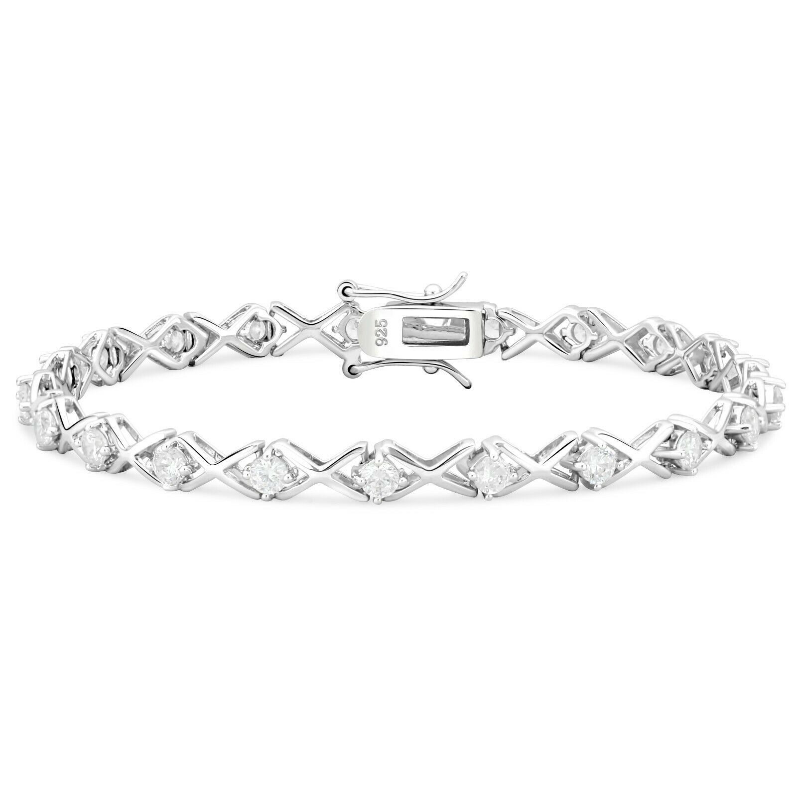 Tony Fein Tennisarmband Tennisarmband Flechtmuster 925er Silber Zirkonia Rhodiniert