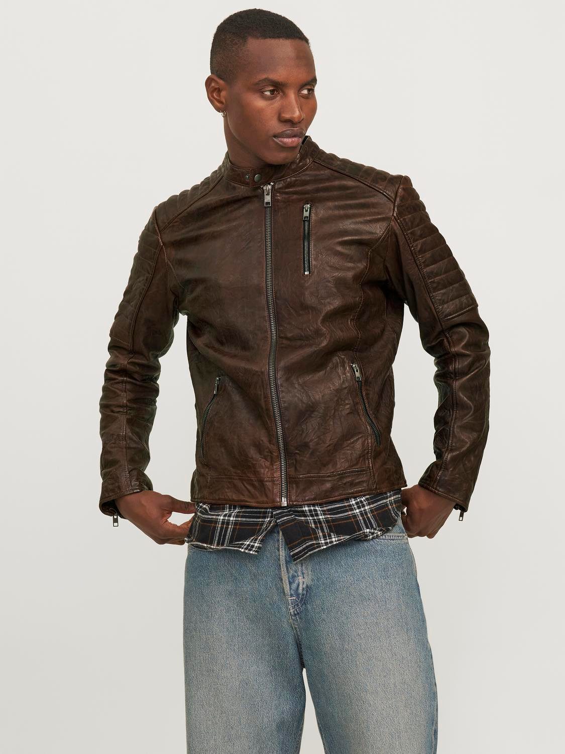 Lederjacke JJERICHARD LEATHER JACKET NOOS