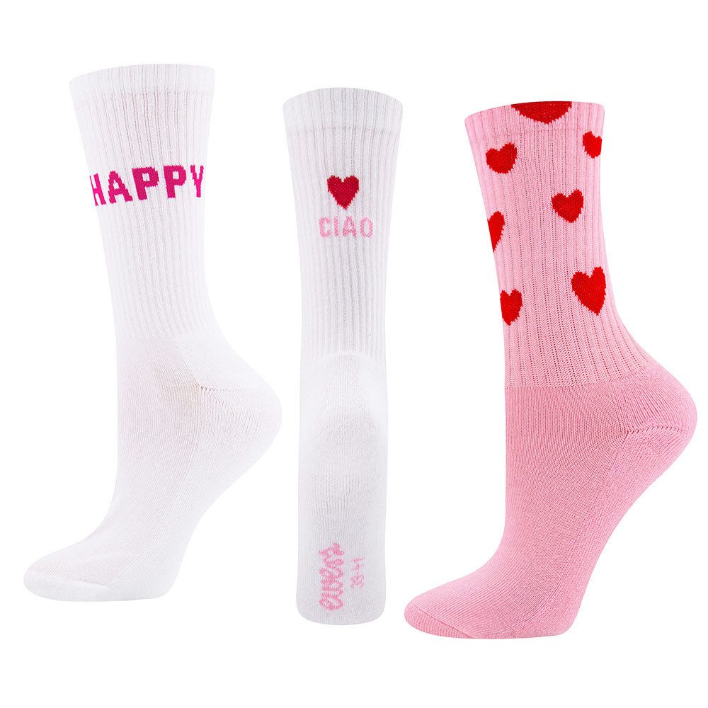 Socken Socken Be Happy/Ciao Amore/Herzen 3er Pack
