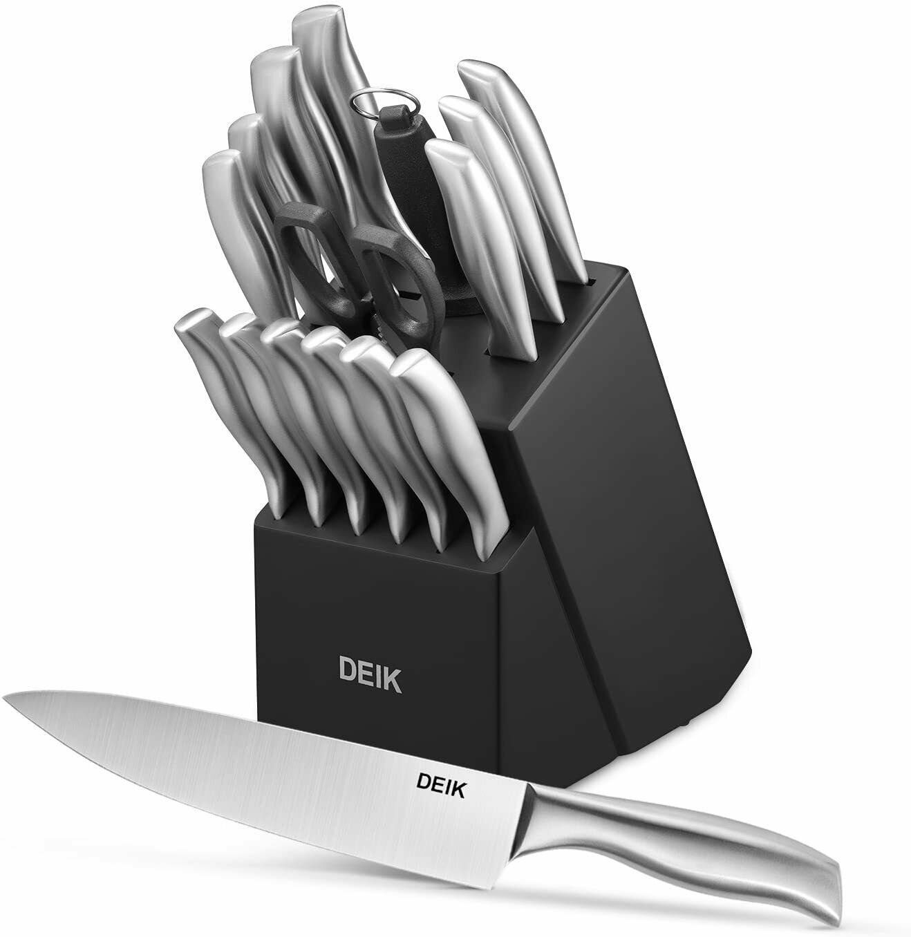DEIK Messerblock KF-H8002 (15tlg), Küchenmesser rost- & fleckenfrei  ergonomisch Edelstahl Messerset