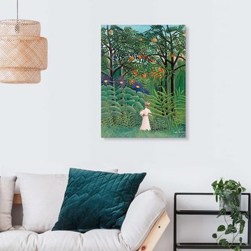 Posterlounge Forex-Bild Henri Rousseau, Frau auf einem Spaziergang durch einen exotischen Wald, Wohnzimmer Orientalisches Flair Malerei