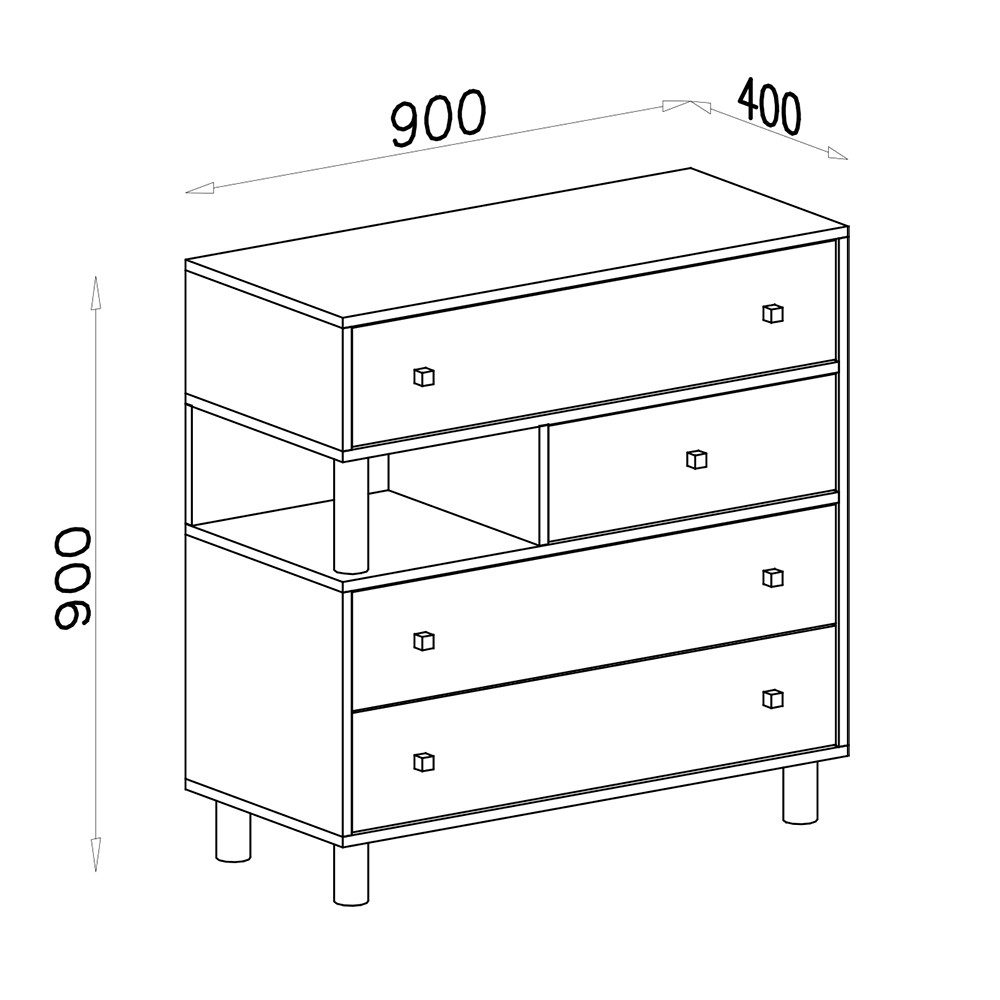 Lomadox Kommode FAIRFAX-133, Sideboard 90cm, in weiß mit Eiche und grau