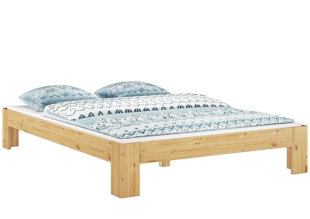 Bett lackiert Rollrost Französisches u. 140x200 Bett ERST-HOLZ Kieferfarblos Kiefer mit Matratze,