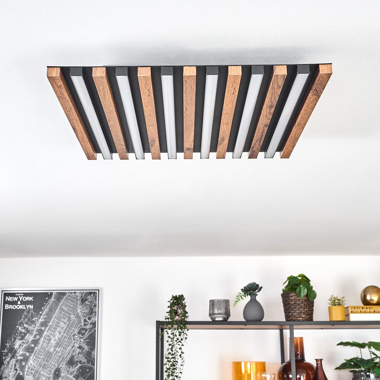 hofstein Deckenleuchte Deckenpanel aus Metall/MDF/Kunststoff in günstig online kaufen
