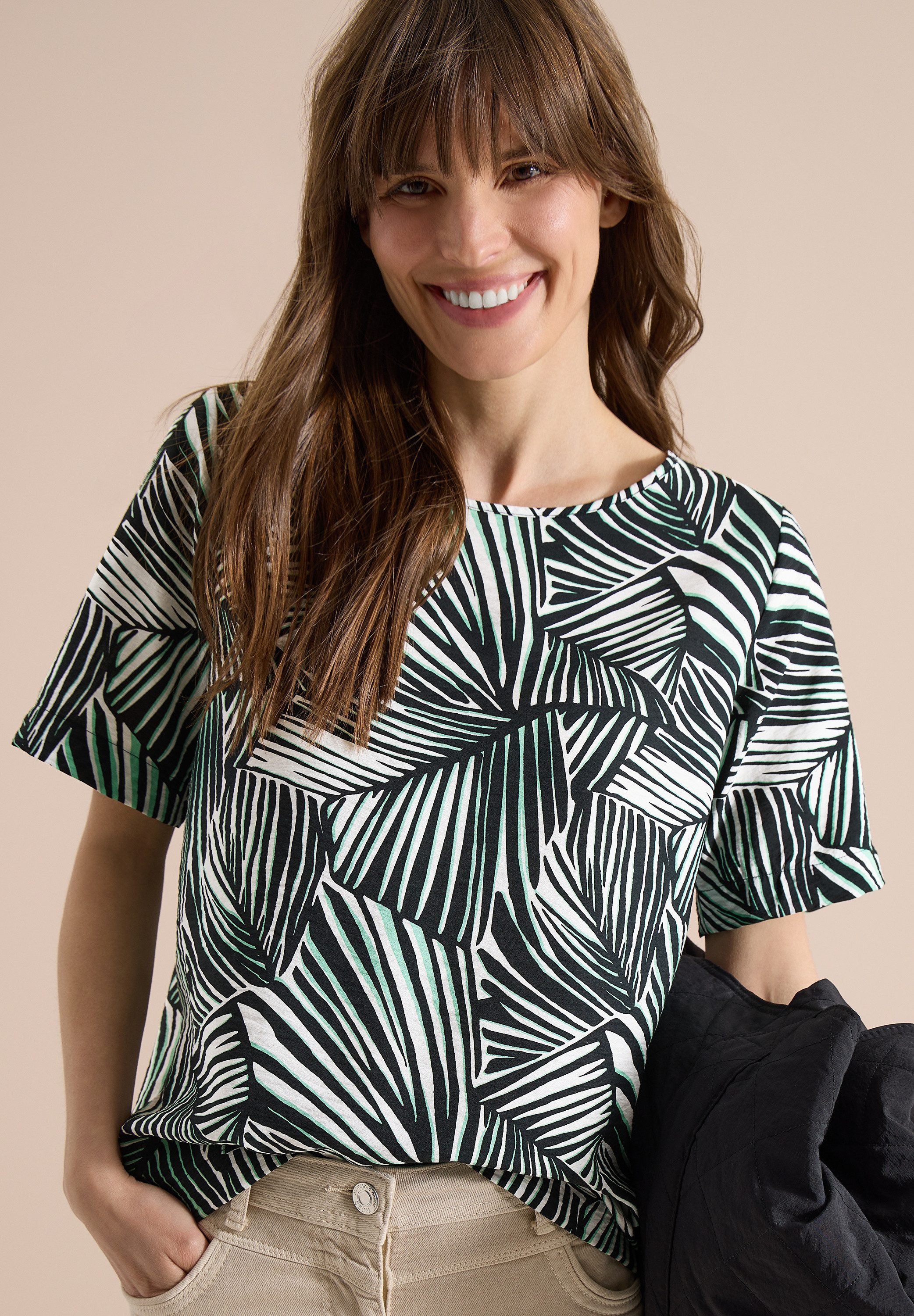 CECIL Kurzarmbluse mit allover Print
