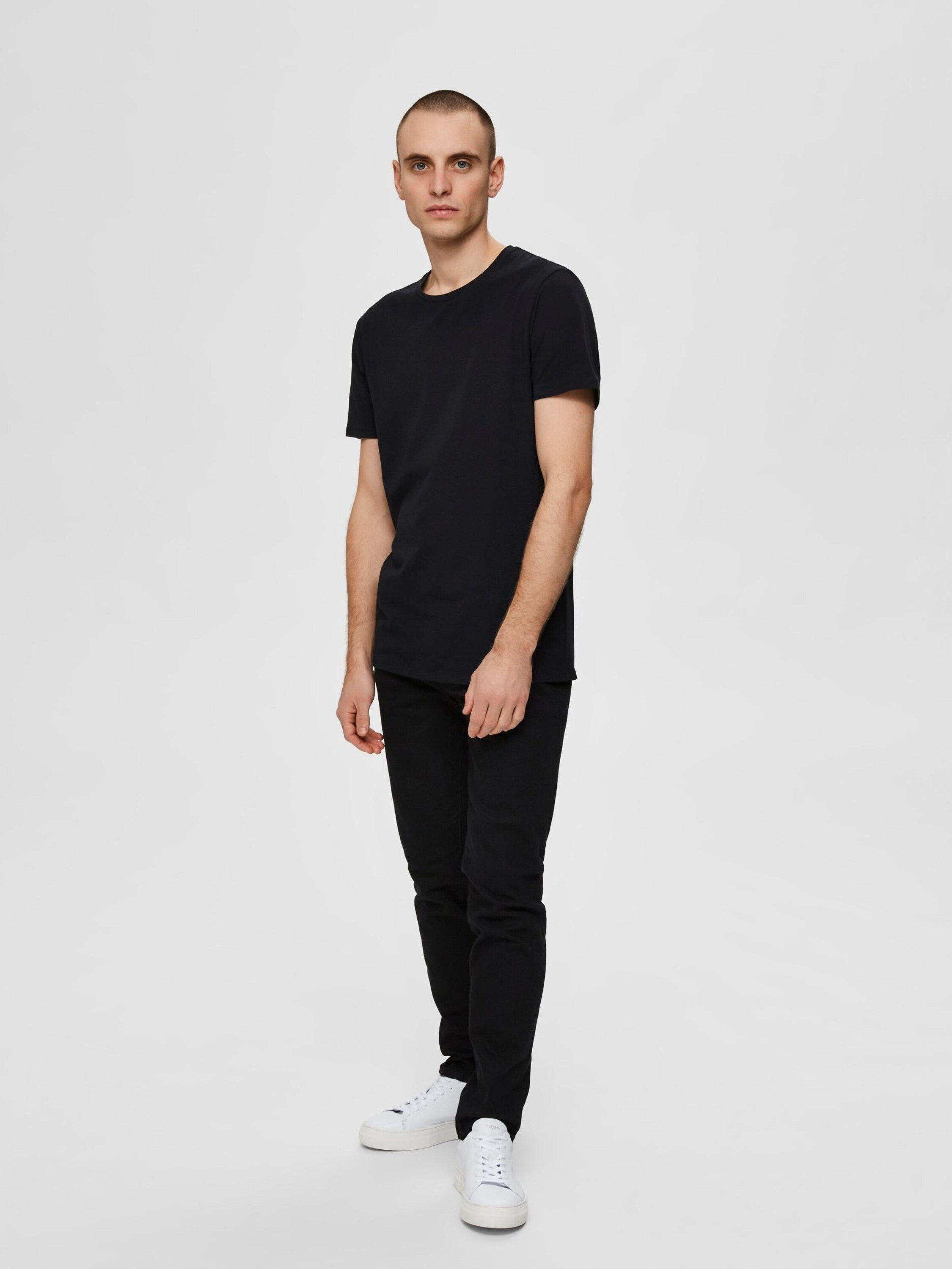 SELECTED HOMME T-Shirt Black 16076191 (3-tlg) Bright + Blazer Navy White