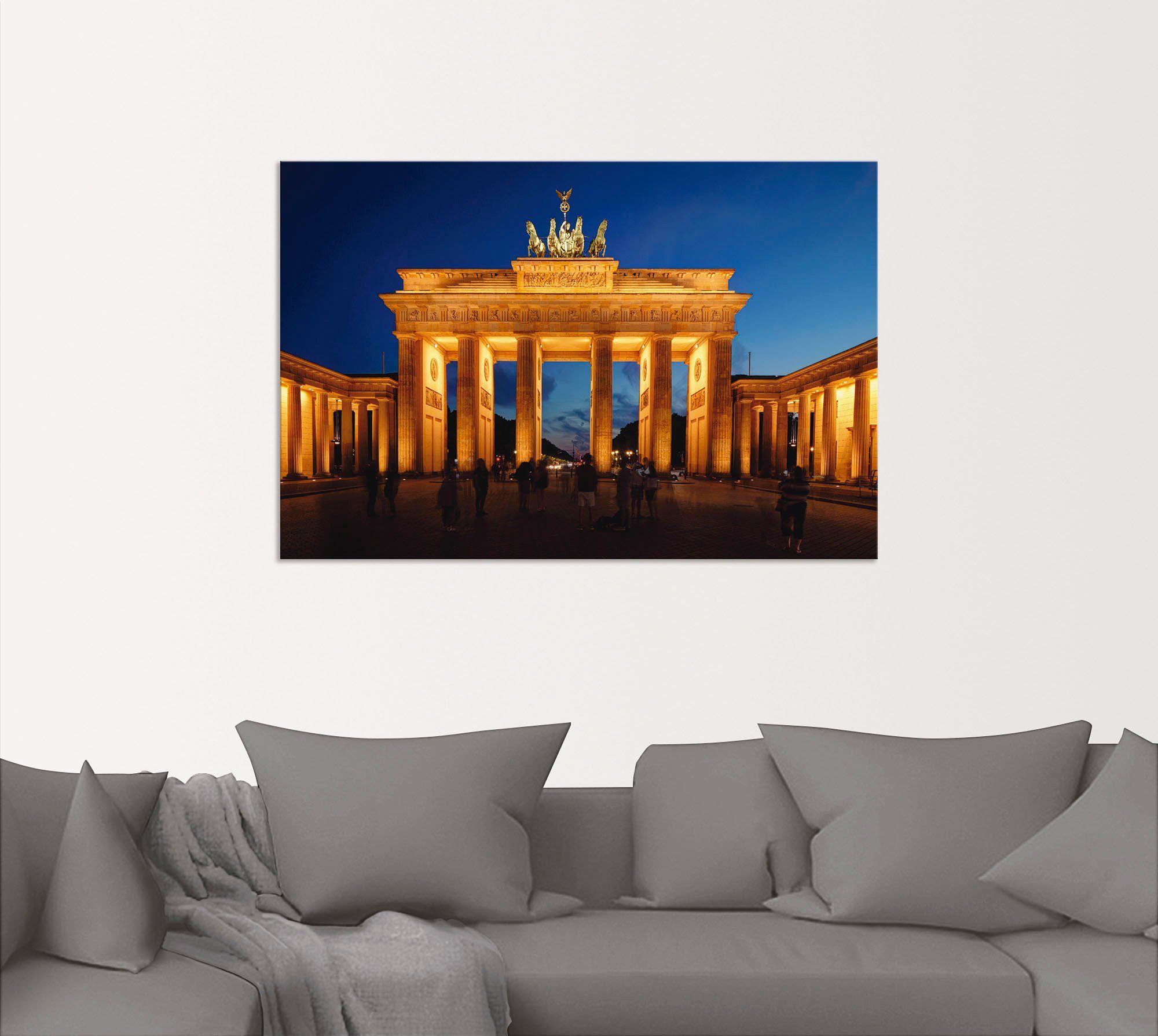 Leinwandbild, in Abenddämmerung, bei Brandenburger Artland Tor versch. Größen Gebäude Poster oder Alubild, St), Wandbild Wandaufkleber als (1