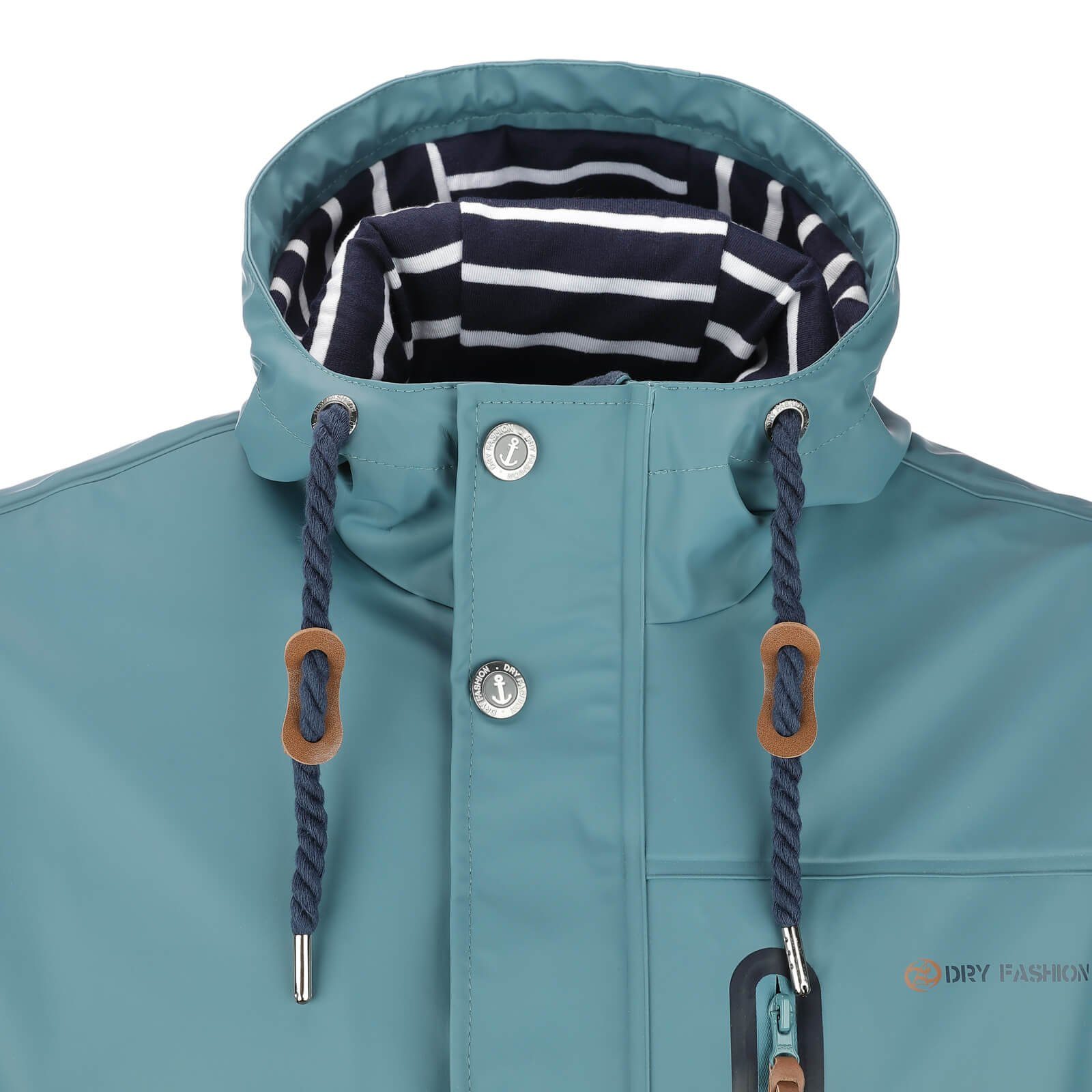 Dry Fashion Regenjacke Lübeck Herren PU-Parka - Outdoor-Jacke Mantel Wasserdicht & Winddicht Verschweißte Nähte, Verstellbare Kapuze, Abgedeckter Reißverschluss