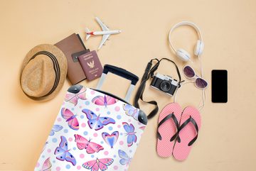 MuchoWow Handgepäckkoffer Schmetterlinge - Punkte - Muster, 4 Rollen, Reisetasche mit rollen, Handgepäck für Ferien, Trolley, Reisekoffer