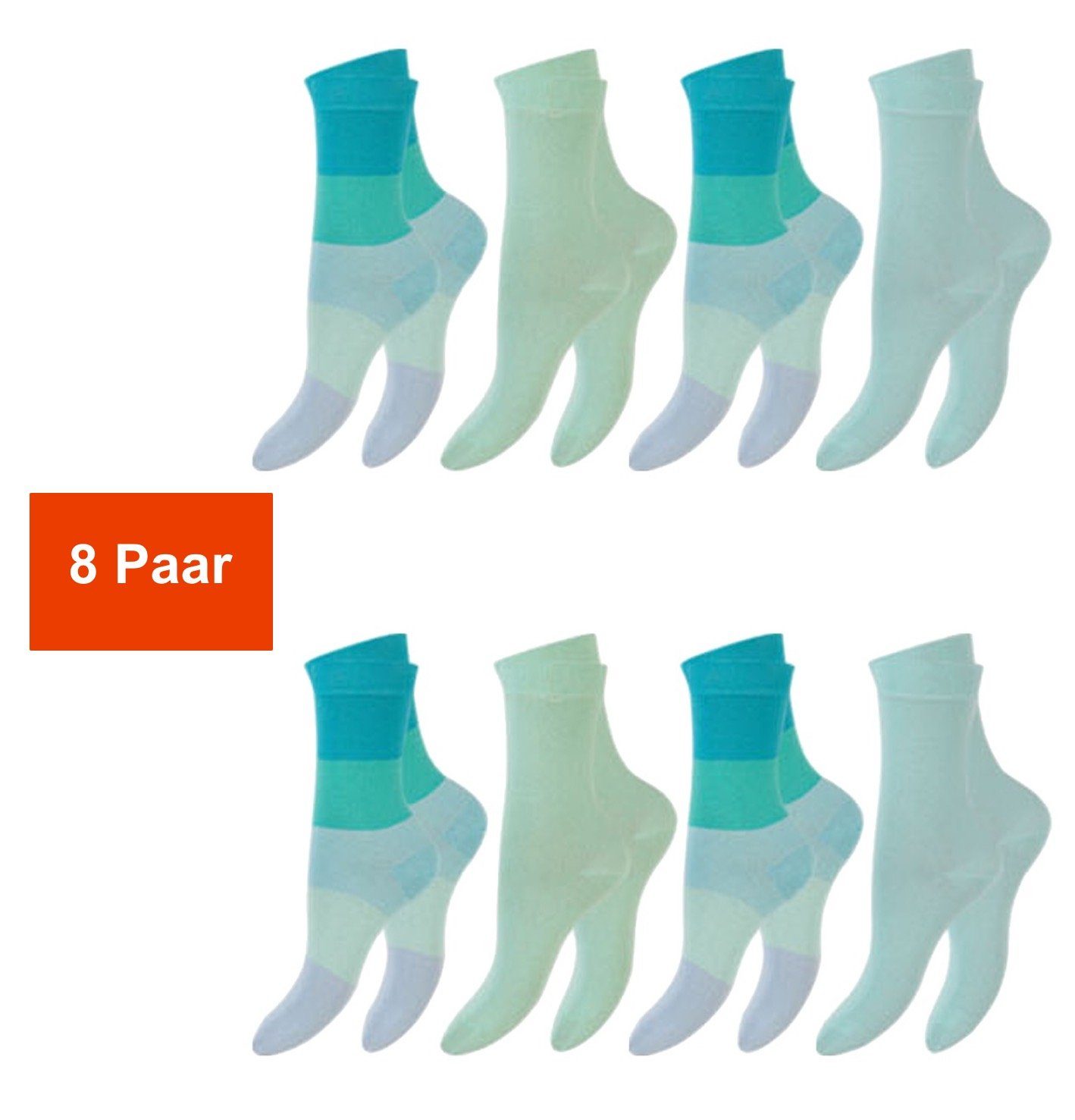 Socken (8-Paar) underwear Socken atmungsaktiv 2 Damen Pack Cocain Vorteilspack hoher Tragekomfort