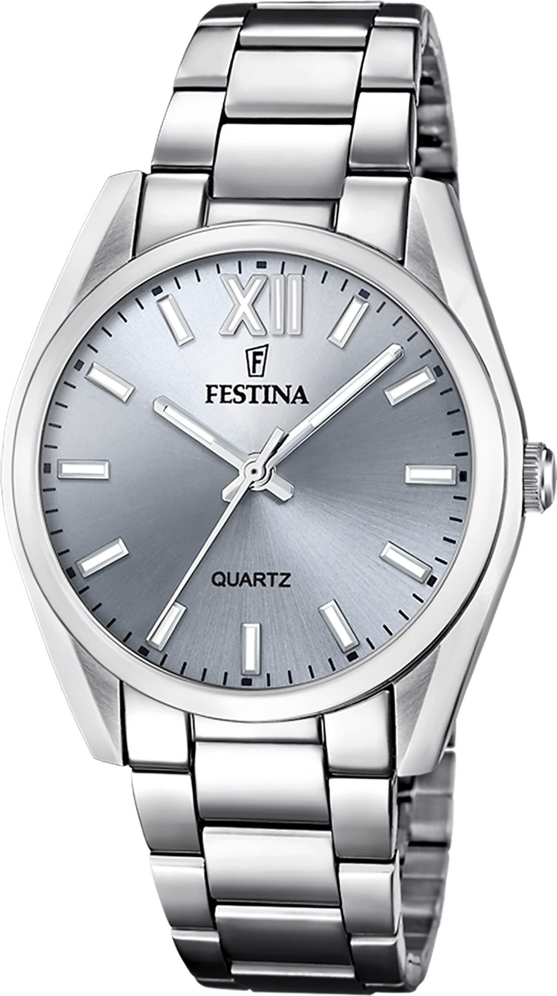 Festina Quarzuhr Festina Damenuhr Edelstahl silber, (Analoguhr), Damen Armbanduhr rund, Edelstahlarmband silber, Casual