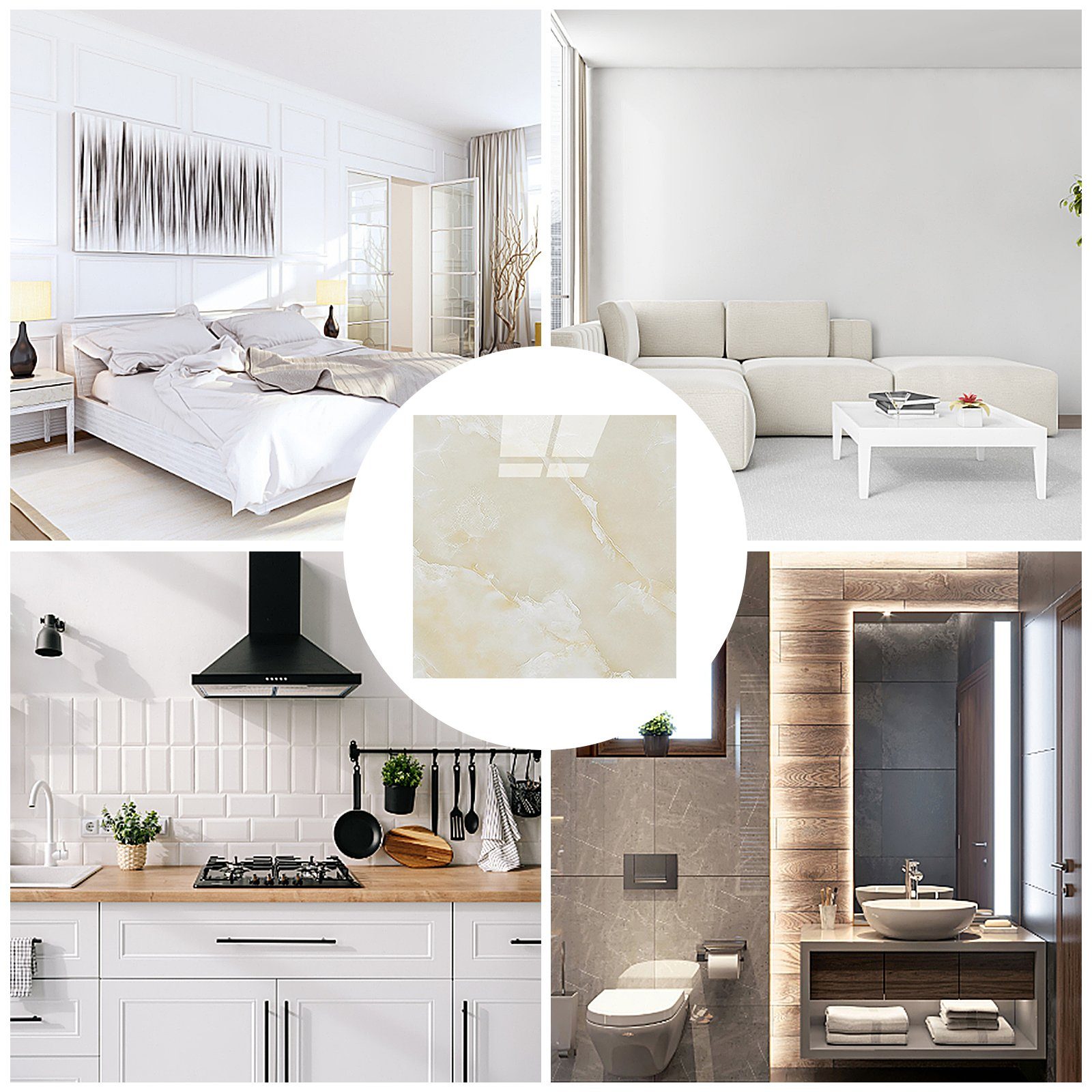 TWSOUL Fliesenaufkleber 22 Stück Marmorfliesen-Imitatpaste, wasserdicht, schmutzabweisend und hochtemperaturbeständig