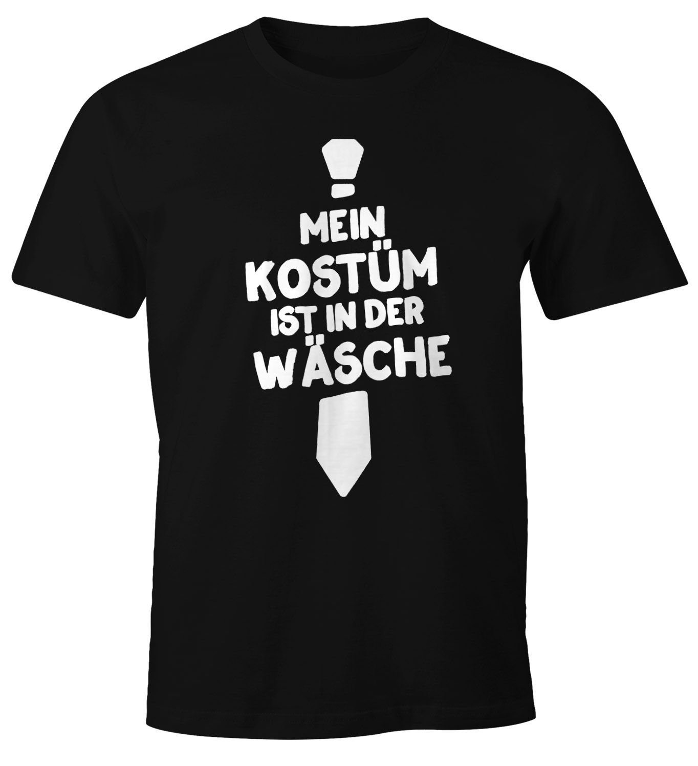 Print-Shirt Herren T-Shirt Mein Kostüm ist in der Wäsche Fasching Faschings-Shirt Fun-Shirt Moonworks® mit Print