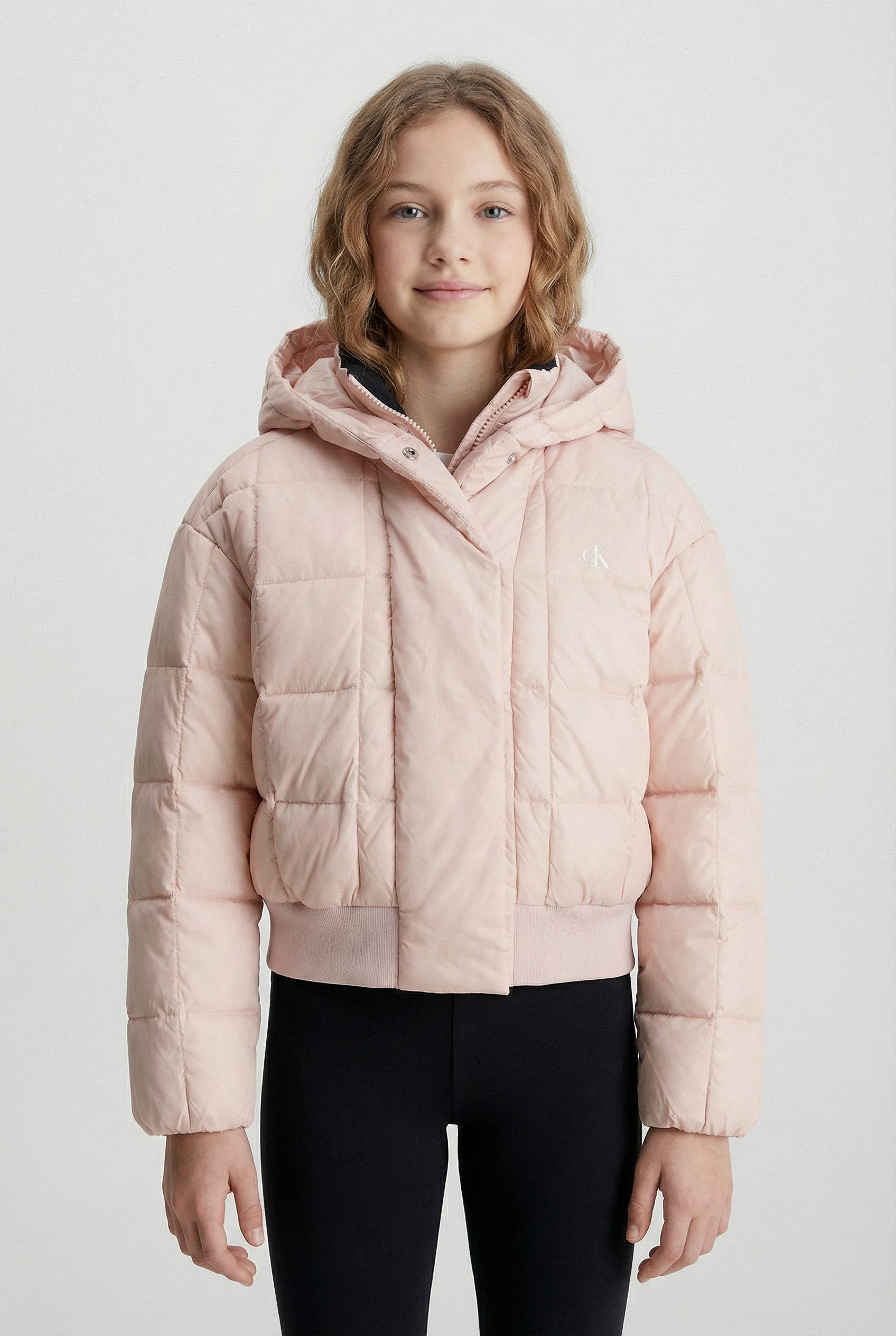 Calvin Klein Blouson ARCHIVE GRID PUFFER JACKET für Kinder bis 16 Jahre, mit Kapuze