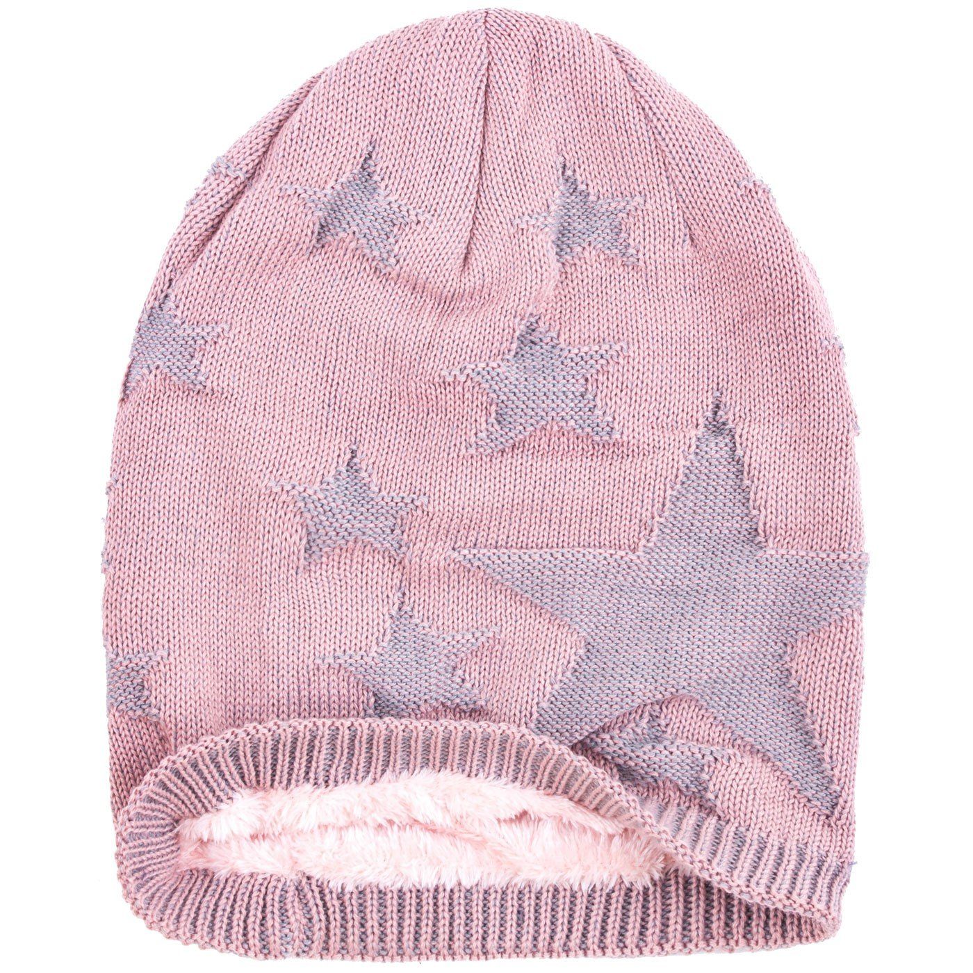 compagno Strickmütze (1-St) Sternen Wintermütze warm gefütterte Beanie Mütze Stern