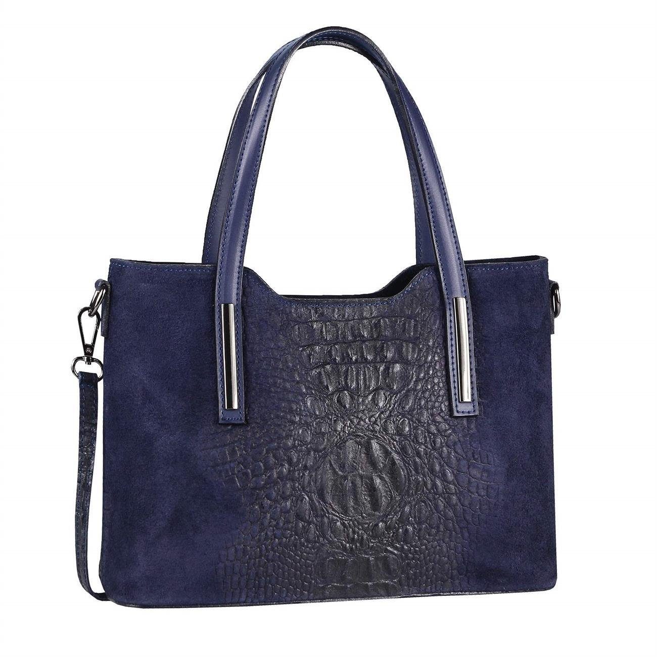 ITALYSHOP24 Schultertasche Made in Italy Damen Leder Handtasche, als CrossOver, Umhängetasche, Shopper tragbar