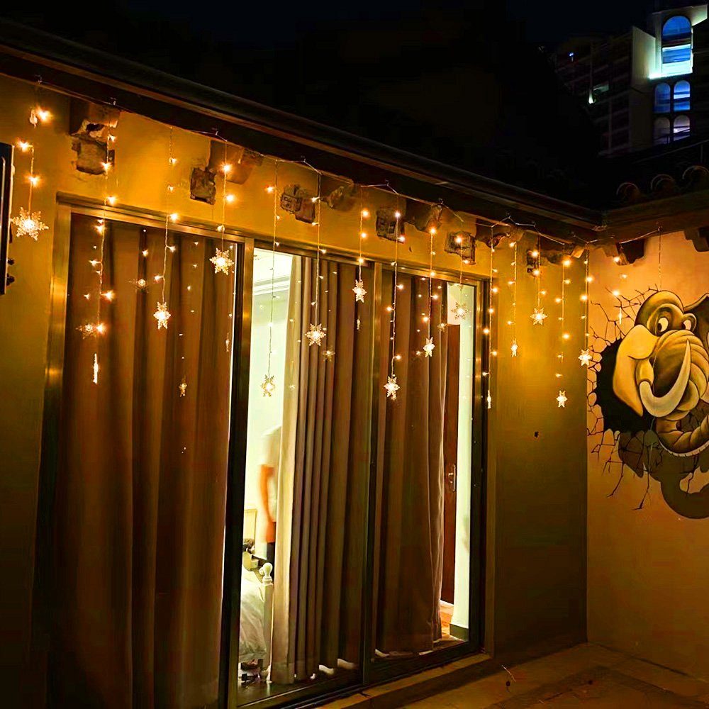Rosnek LED Stripe Fenster Warmweiß Wasserdichte 8 Speicher 96-flammig, Dekor, Modi, Hochzeit 3.5M LED-Lichterkette