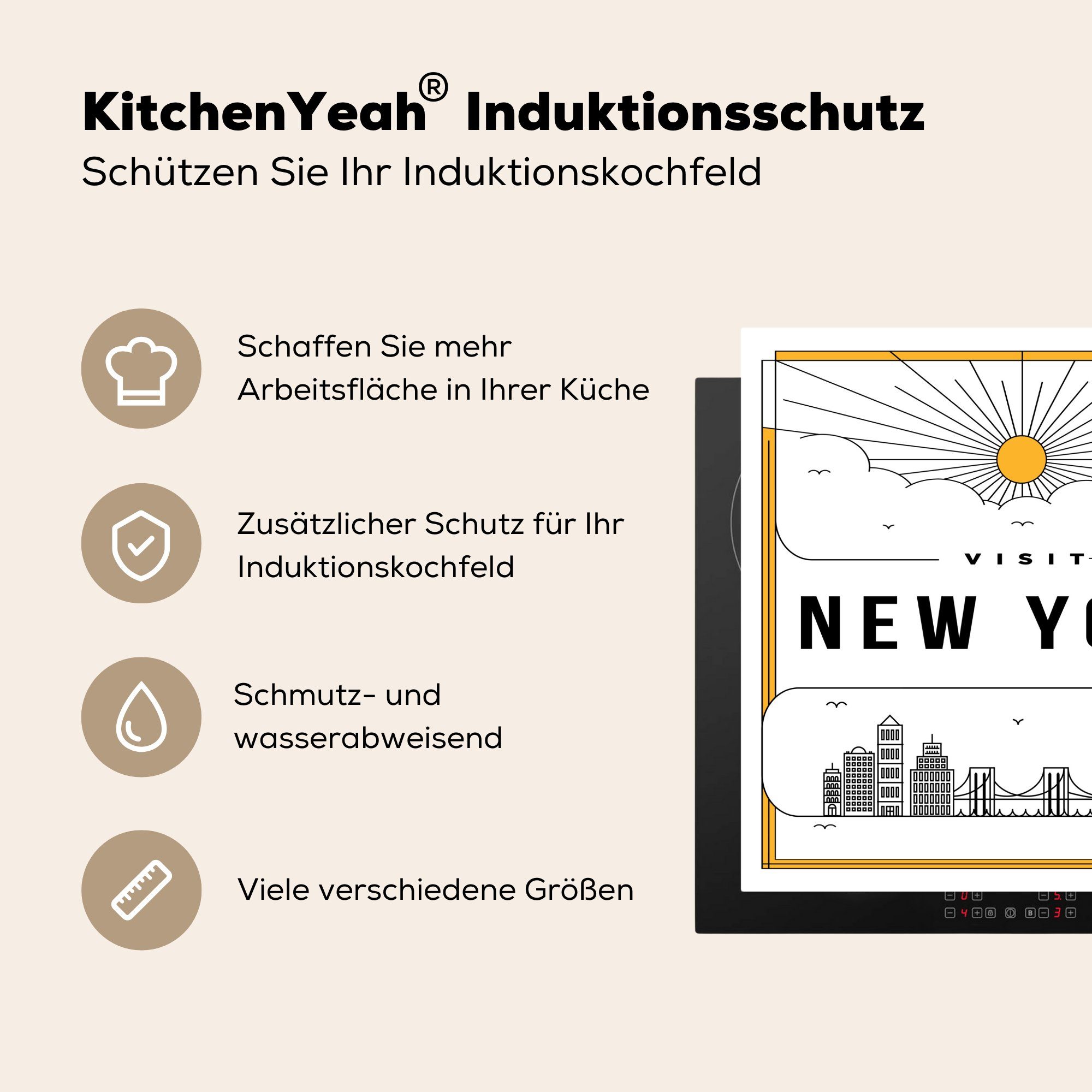 York Arbeitsplatte Vinyl, Ceranfeldabdeckung, tlg), für Skyline Flugzeug, MuchoWow cm, Herdblende-/Abdeckplatte - New - küche (1 78x78