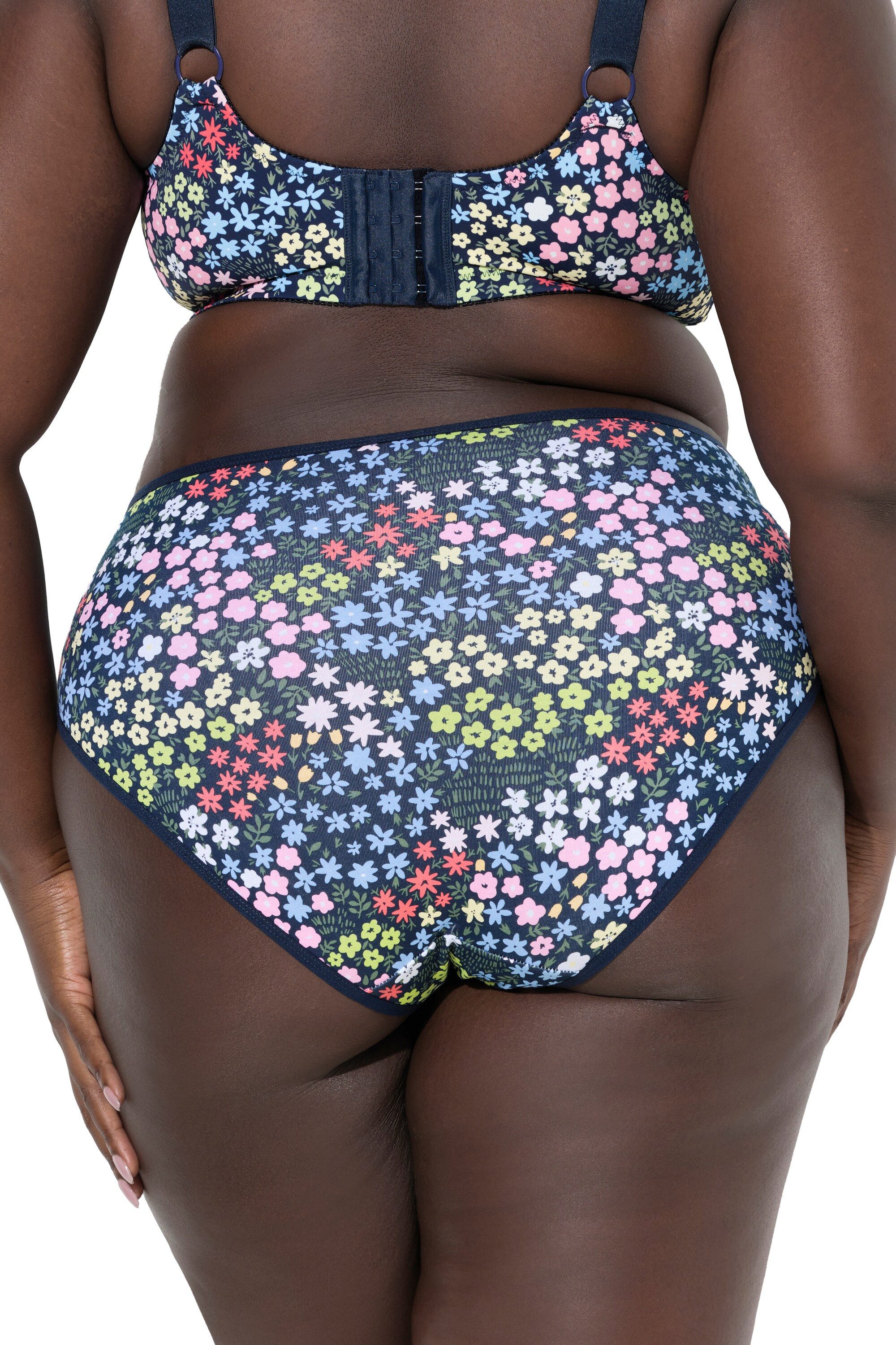 Ulla Popken Midislip Midislips 5er-Pack Blüten/ einfarbig