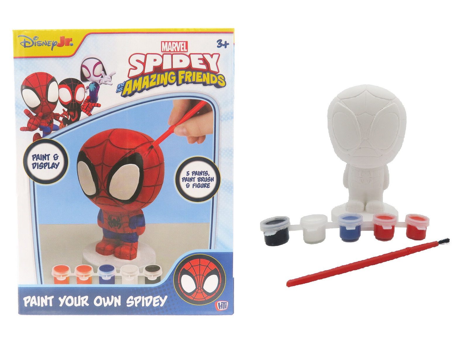 MARVEL Malvorlage Spidey Gipsfigur zum Bemalen Kinder Bastelset mit 5 Farben und Pinsel