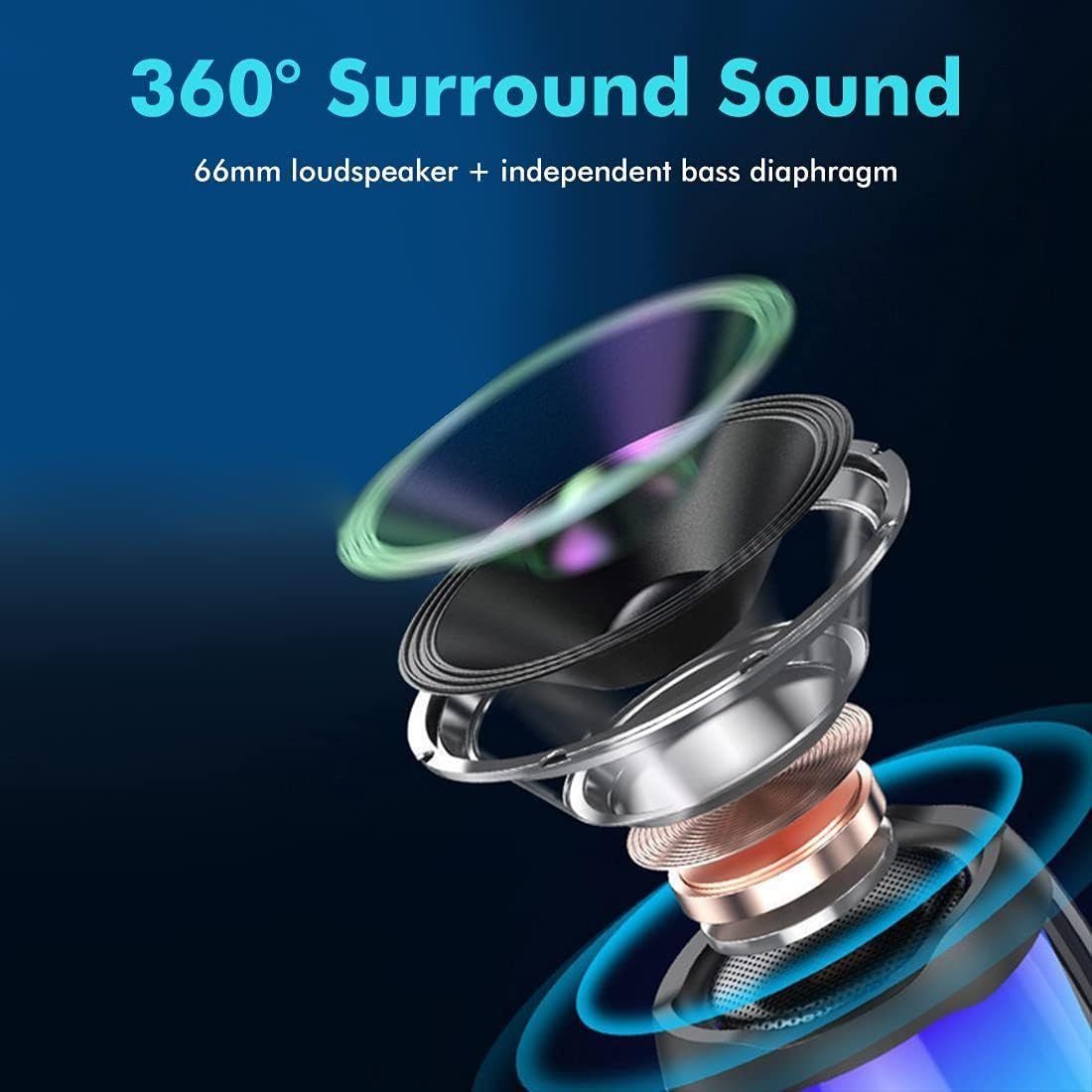 DOPWii C Bluetooth Beleuchtung mit 5.0 Lautsprecher Speaker,IPX5,Type Bluetooth-Lautsprecher 360°
