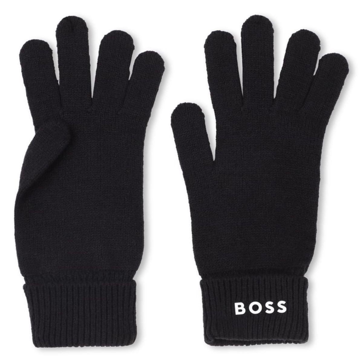 Boss Kidswear Strickhandschuhe BOSS Kidswear Strickhandschuhe „Logo Cuff“ – Schwarz