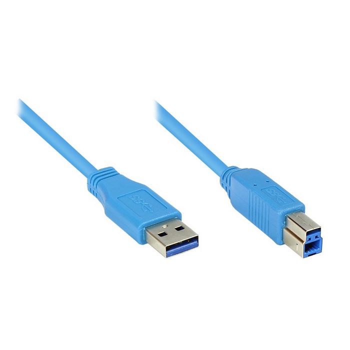 GOOD CONNECTIONS Anschlusskabel USB 3.0 Stecker A an Stecker B blau 0 5m USB-Kabel (0.5 cm)