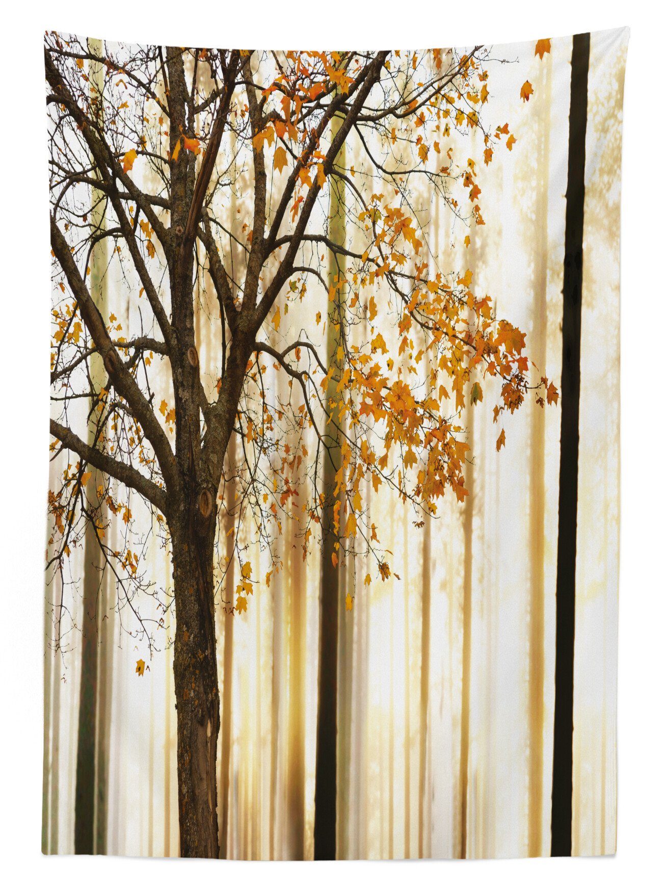 Außen Waschbar Bereich den Abakuhaus Herbstlaub geeignet Zweige Tischdecke Farbfest Kahle Farben, Für Klare Herbst