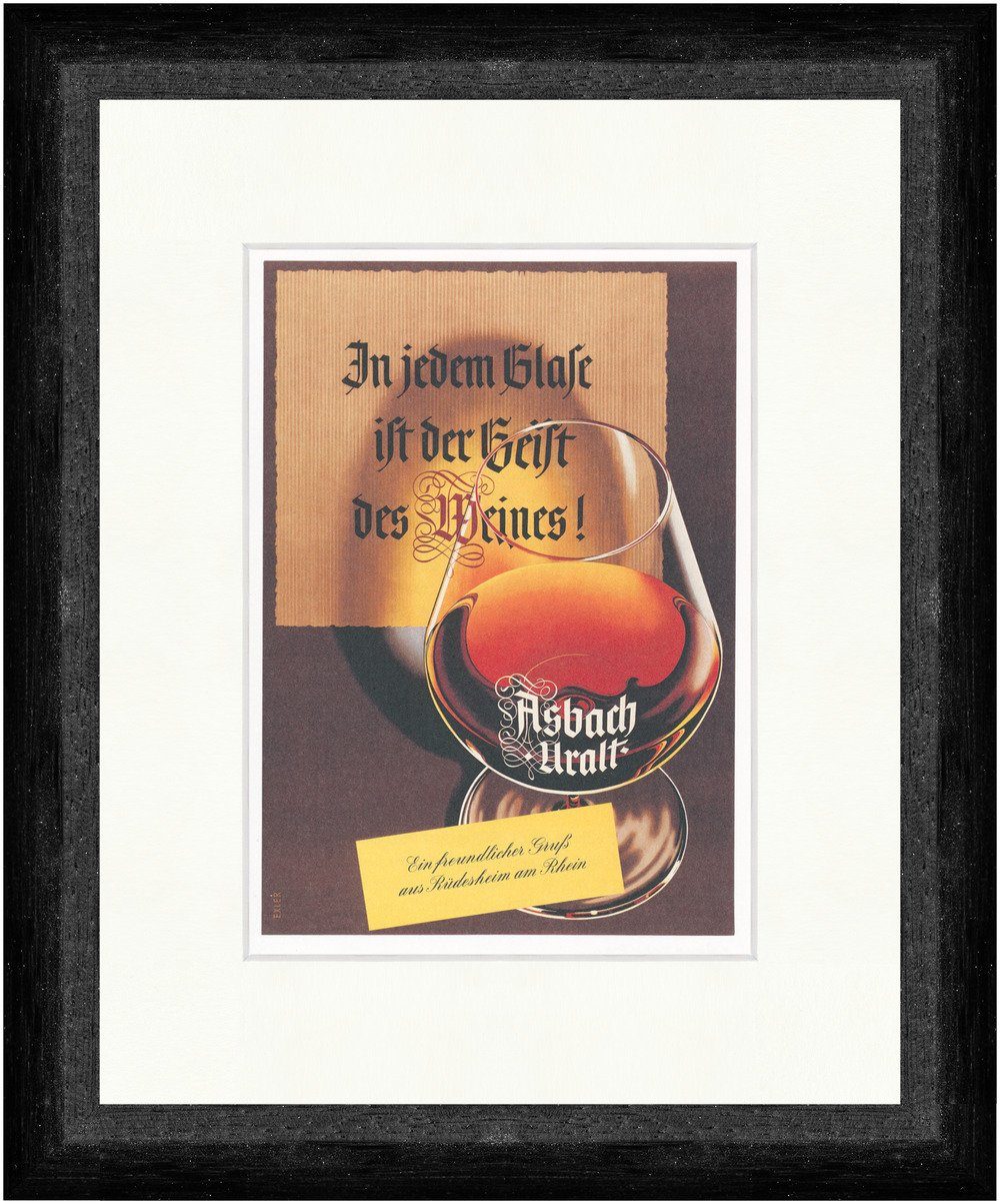 BillerAntik Asbach Uralt Weinbrand Rhein Rüdesheim Werbung Glas Faks_Plakatwelt 4, (1 St)