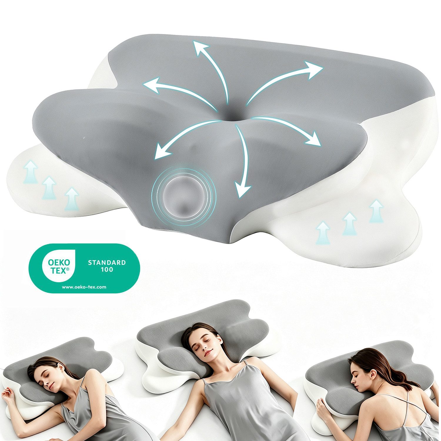Nackenstützkissen Nackenkissen Kopfkissen, Memory Foam Kissen, Stabile Nackenstütze
