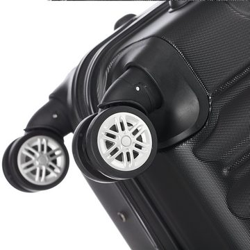 VINGLI Kofferset Trolleyset 3 in 1 tragbarer ABS Trolley Koffer Reisekoffer, Schwarz, 4 Rollen, mit viel Stauraum
