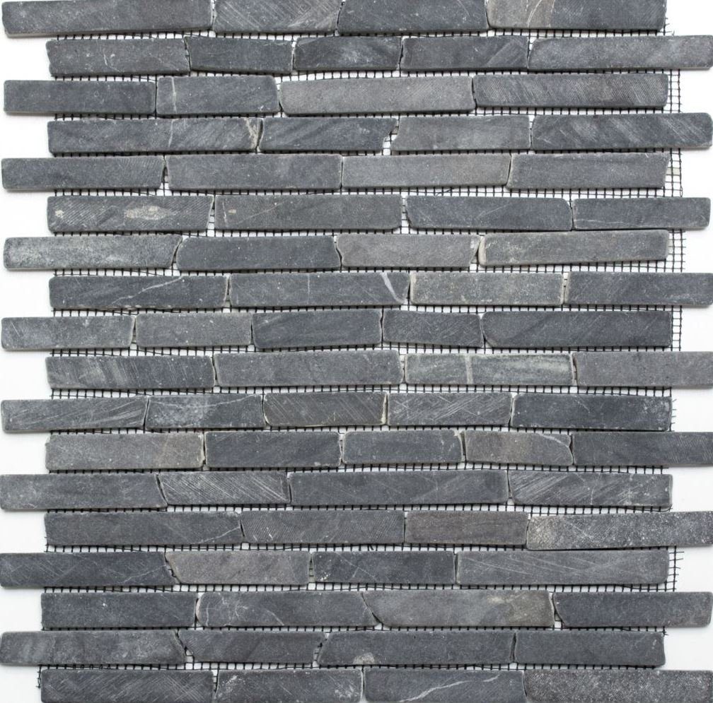 Mosani Mosaikfliesen Mosaik Marmor Naturstein grau anthrazit - schwarz (imprägniert)