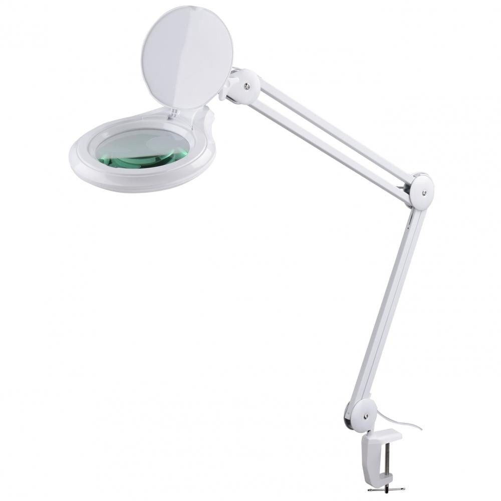 Semplix LED Arbeitslicht - LED Lupen-Tischlampe 3D weiß Linse 127 mm/dimmbar/Tischklemme, LED fest integriert