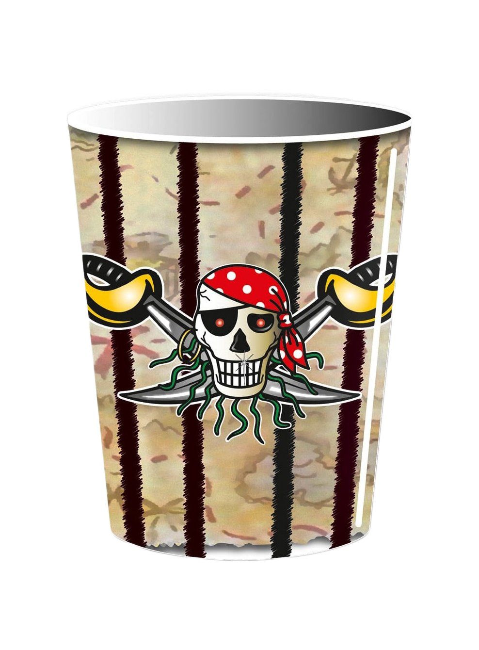 Metamorph Einweggläser 8 Piraten Kindergeburtstag Pappbecher, Papier, Thematisch passendes Zubehör für die Piraten Mottoparty