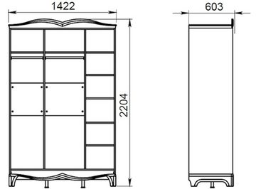 Feldmann-Wohnen Kleiderschrank Tiffany (3 Türen mit Soft-Close-Funktion, mit 7 Einlegeböden, mit Spiegel, 1-St., Französischer Landhaus-Stil, B/T/H 142 cm / 60 cm / 220 cm) 142x60x220cm Weiß Eiche Provence