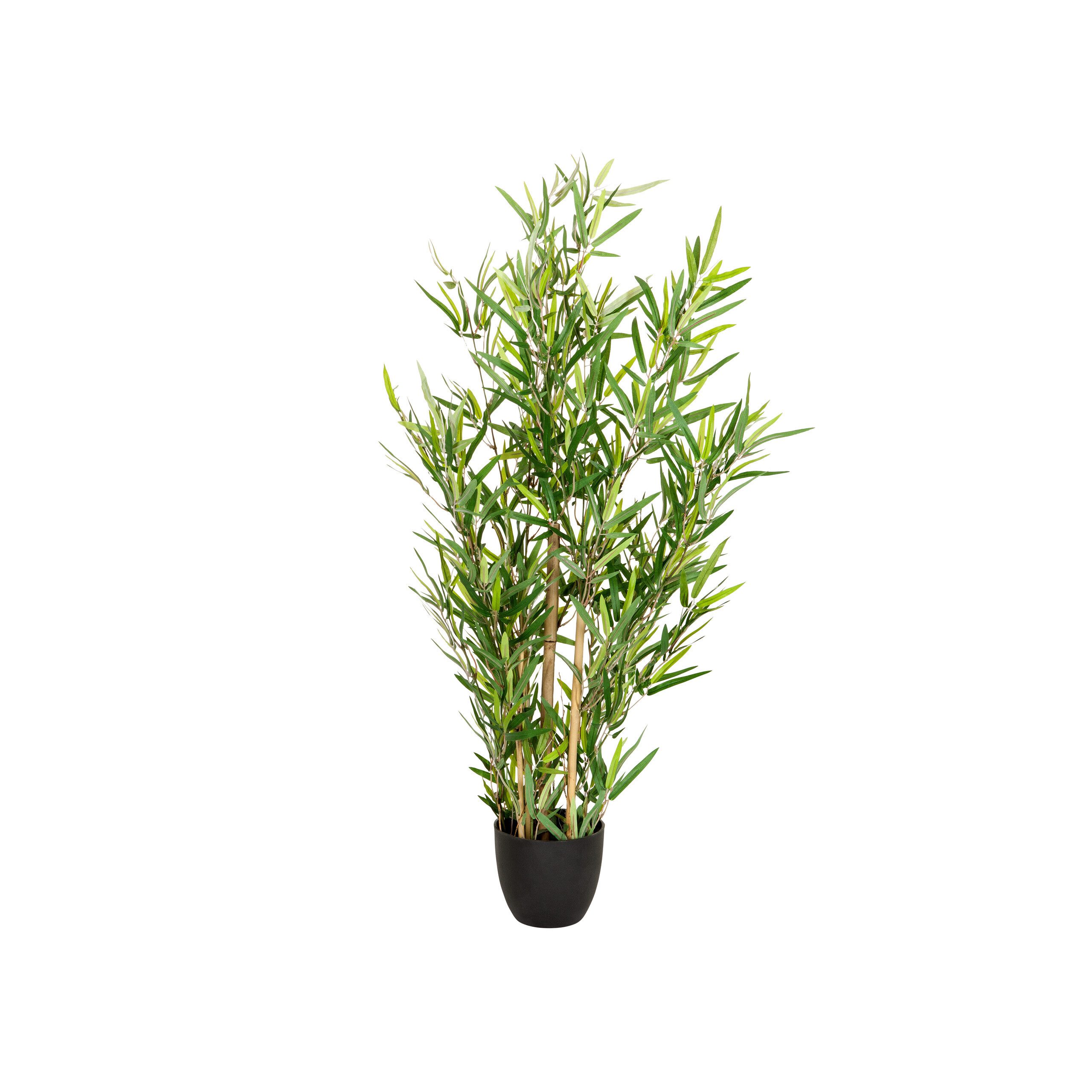 Kunstpflanze MINI BAMBUS Künstliche Pflanze Höhe 100.0 cm Bambus, hjh OFFICE, Höhe 100.0 cm, Künstlicher Bambusstrauch im Kunststofftopf Pflanze mit Echtholzstamm