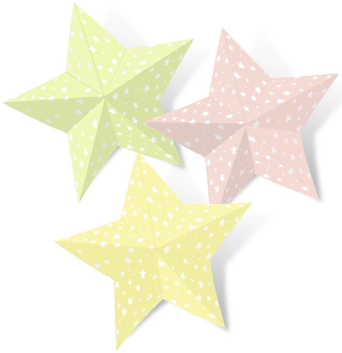 Ursus - Ludwig Bähr Bastelkartonpapier Faltblätter Mini Sterne 80g/qm 15x15cm 12 Farben VE=120 Blatt