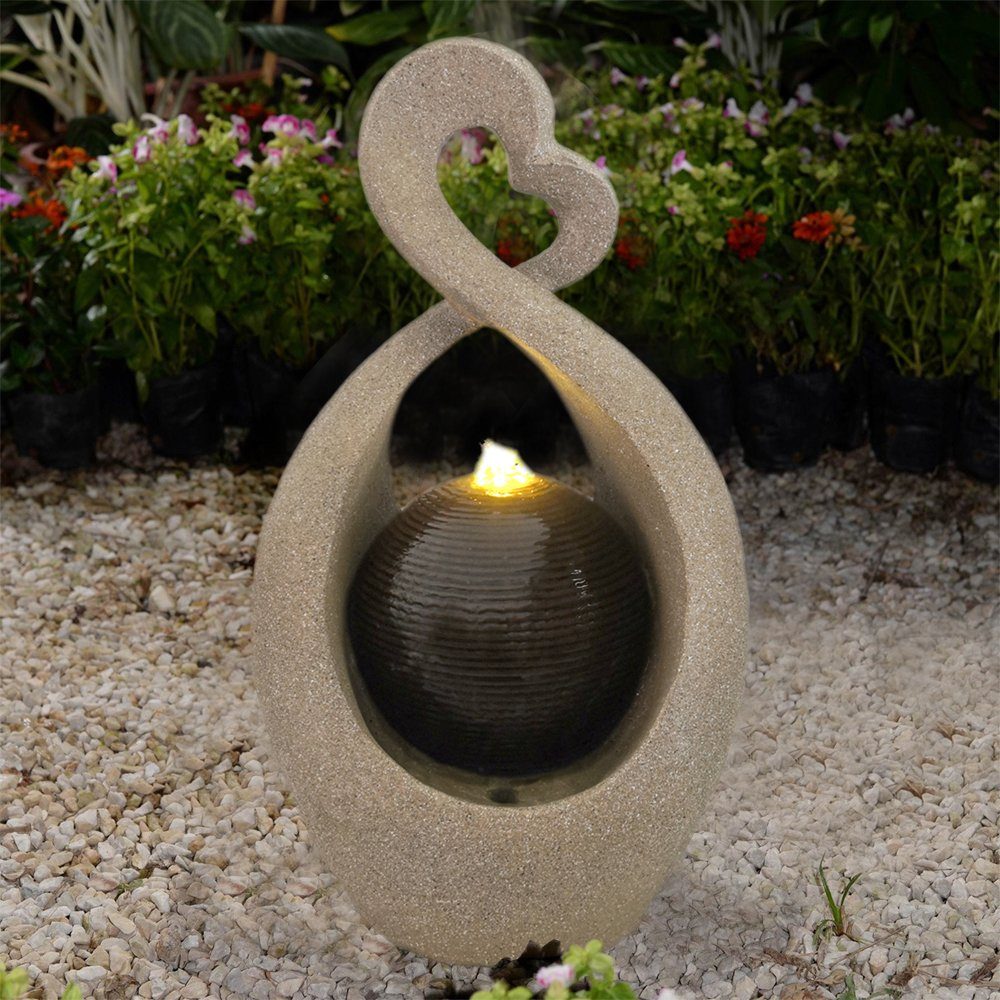 Wehmann Gartenbrunnen Romantik, in Herzform mit LED Beleuchtung