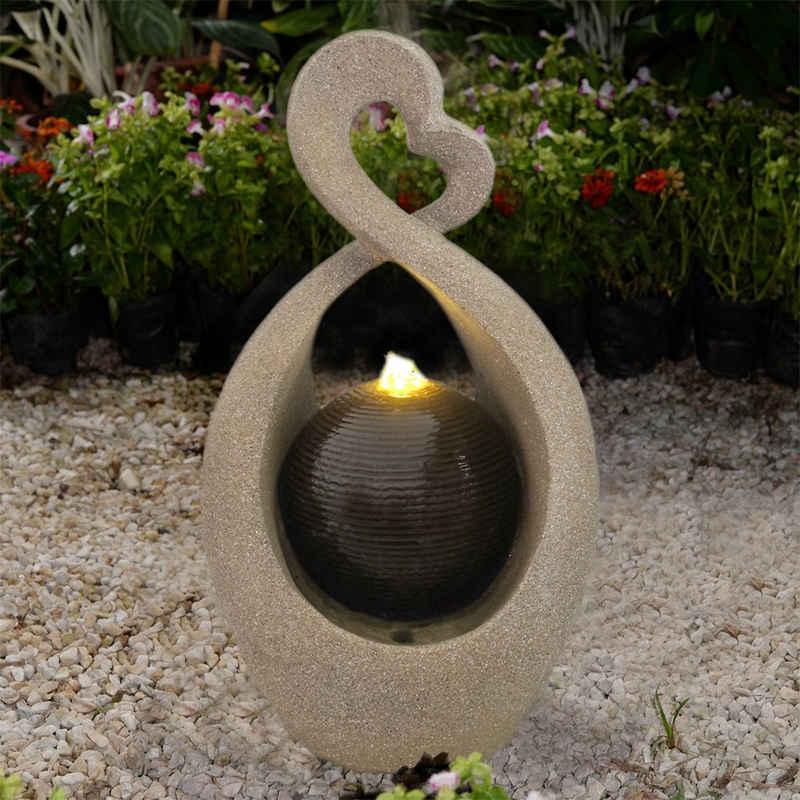 Wehmann Gartenbrunnen Romantik, in Herzform mit LED Beleuchtung perfekt als Weihnachtsgeschenk