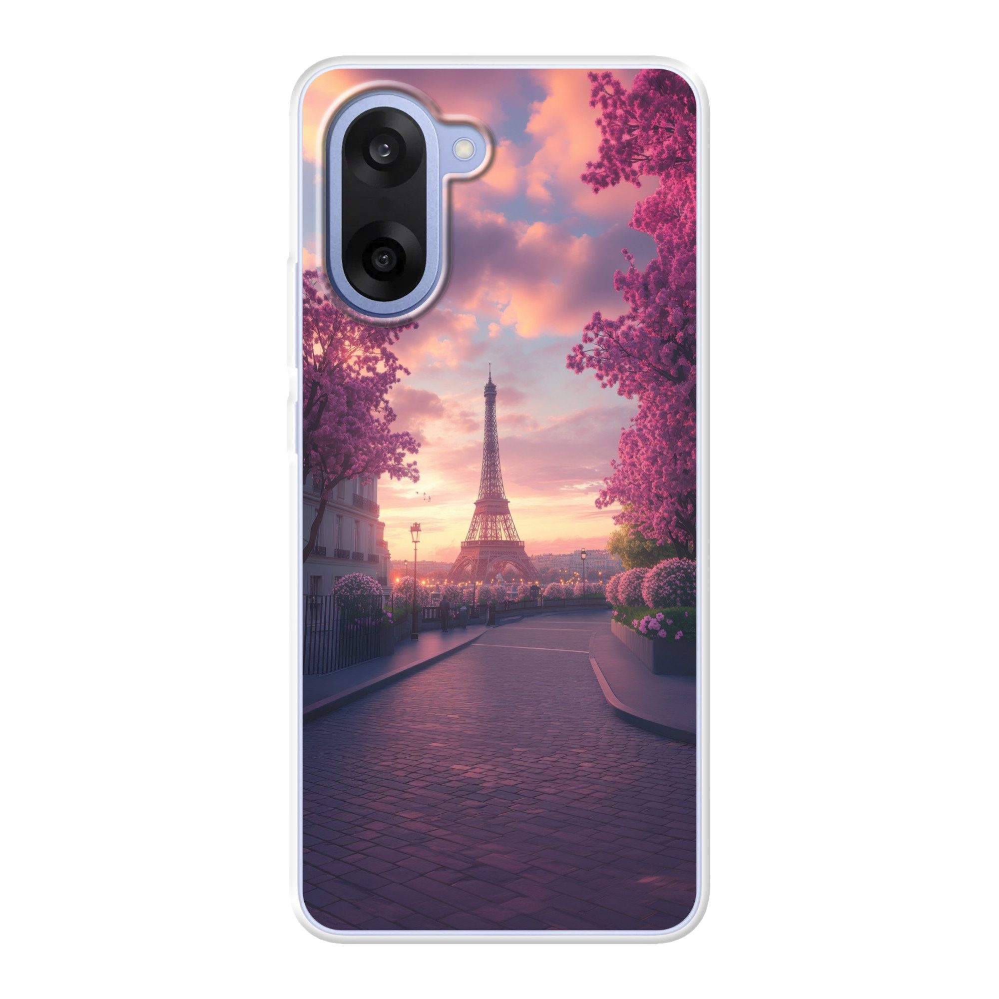 MuchoWow Handyhülle für OnePlus Nord CE5 Eiffelturm - Paris - Rosa, Phone Case, Silikon, Schutzhülle Dünn