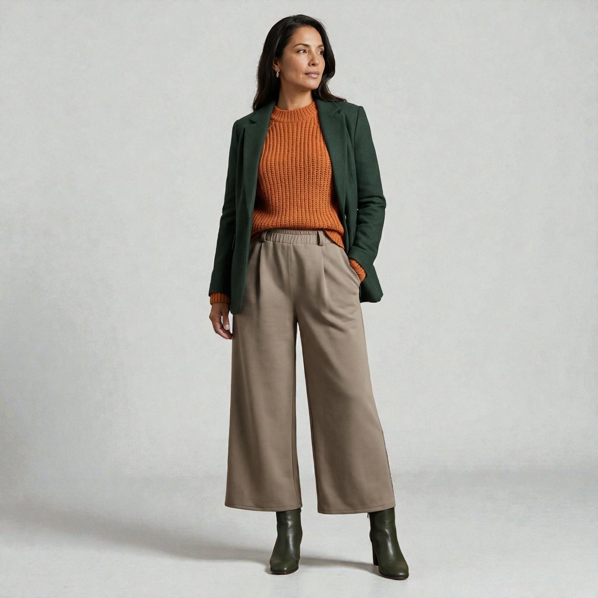 Culotte Stoffhose Damen Stretch Culotte Hose mit weitem Bein