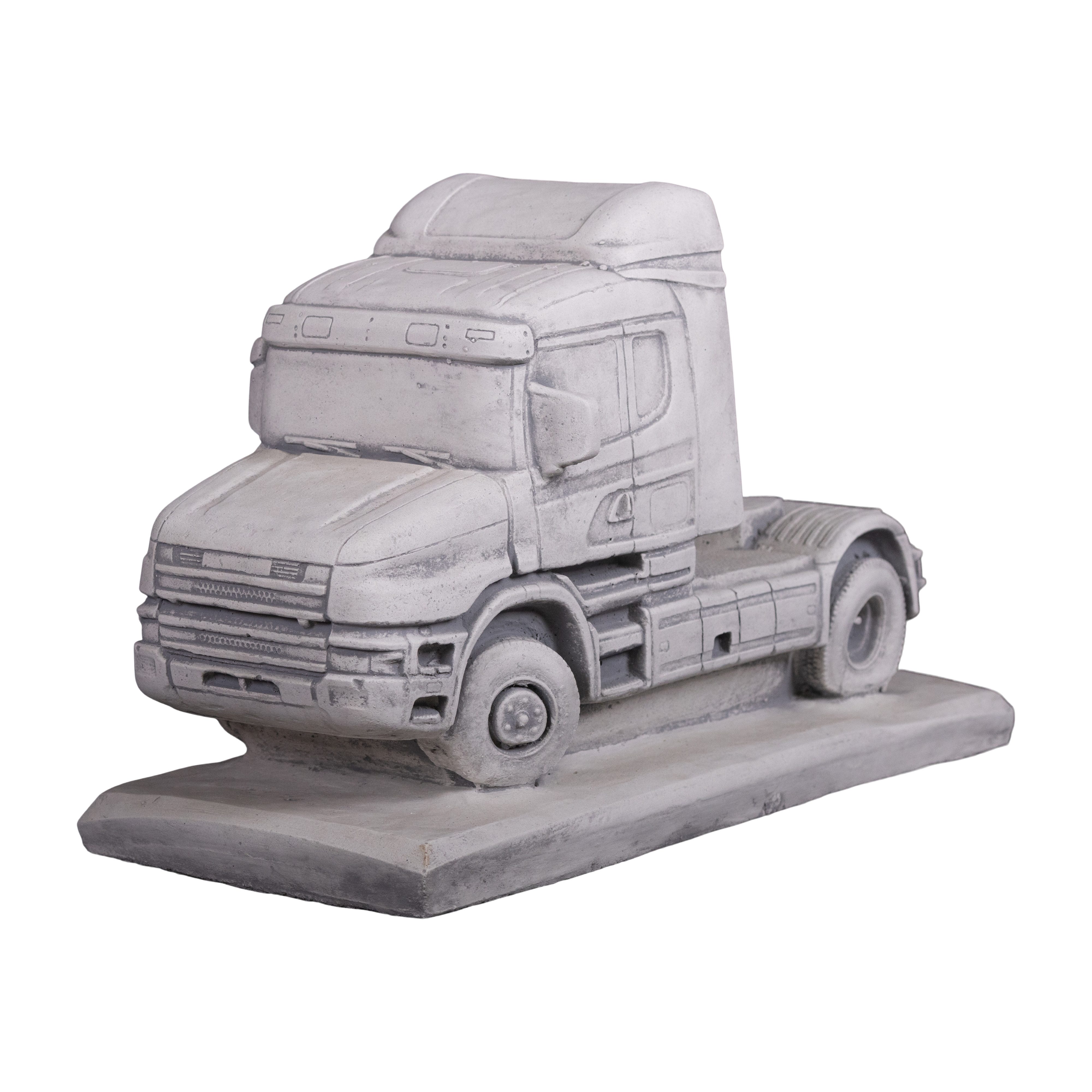 gartendekoparadies.de Gartenfigur Steinfigur Truck LKW-Zugmaschine für Garten, H. 29 cm, 24 kg, Frostsicher