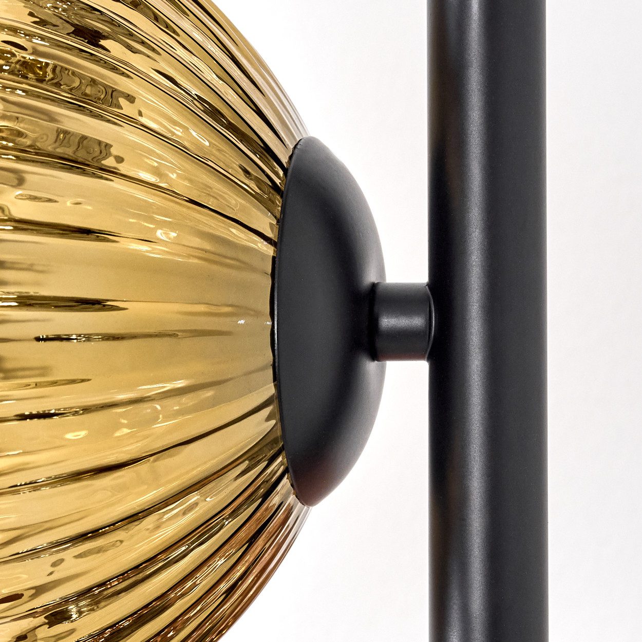hofstein Stehlampe Stehlampe aus Metall/Riffelglas in Schwarz/Gold/Rauch/Kupfer/Klar, ohne Leuchtmittel, Stehleuchte Retro/Vintage, Ø Schirme 15 cm, Fußschalter, 160 cm, E14