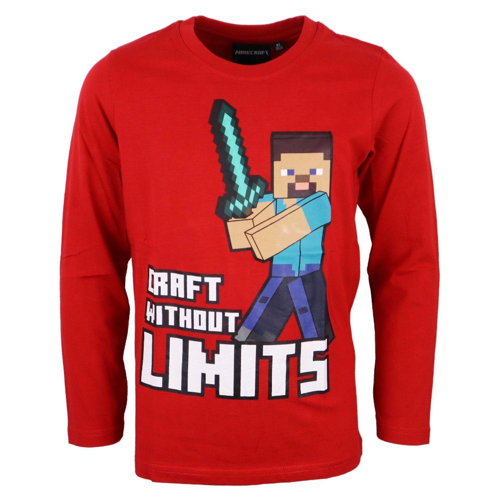 Minecraft Langarmshirt Minecraft Steve Red Gamer günstig online kaufen