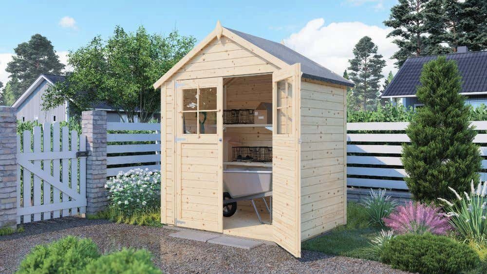 Alpholz Gerätehaus Holz Osterbek, BxT: 202x131 cm, in Naturbelassen Inkl. F günstig online kaufen