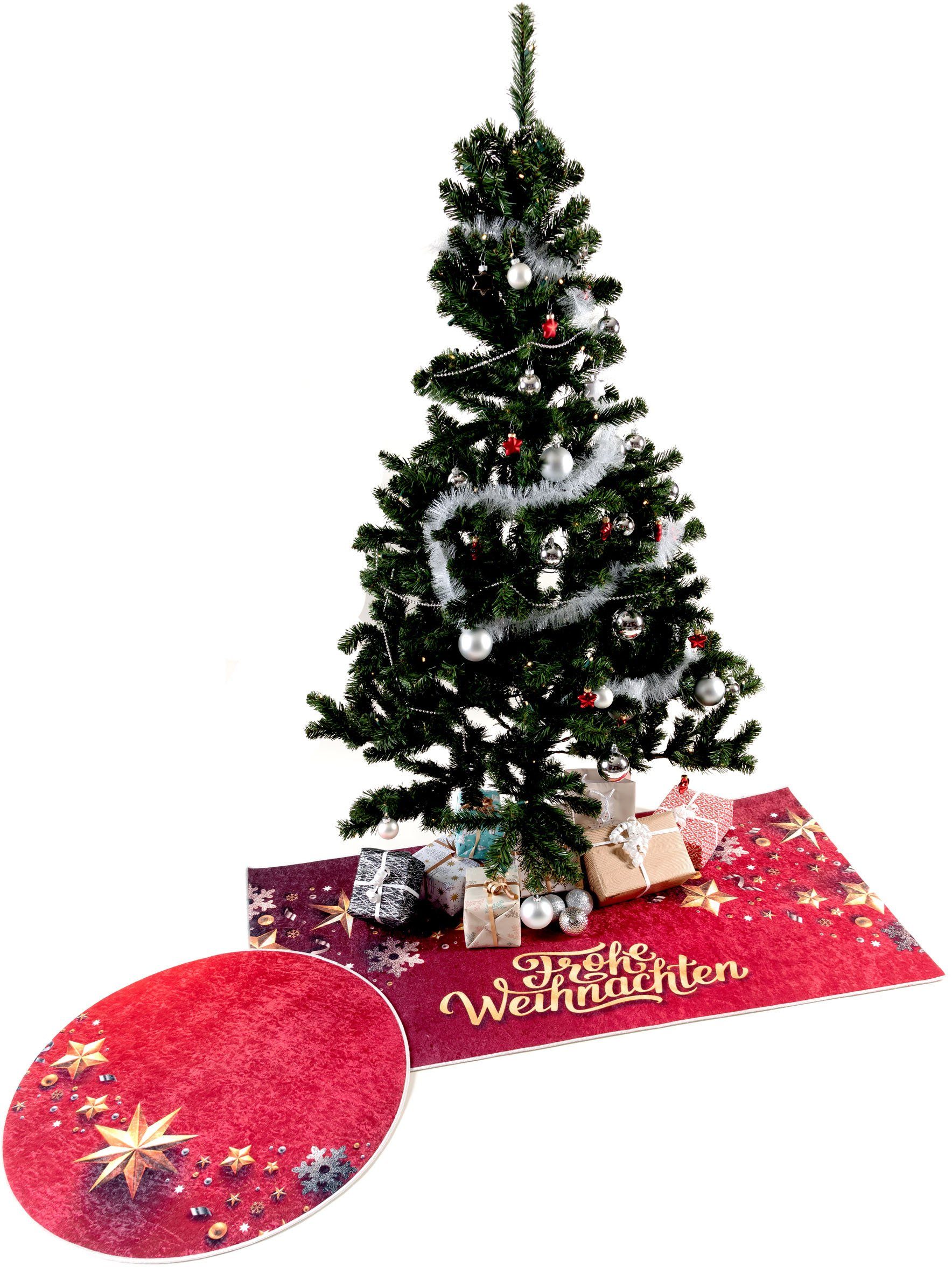 Teppich Christmas 1224, Sehrazat, rechteckig, Höhe: 5 mm, Weihnachten, waschbar, Unterlage Weihnachtsbaum