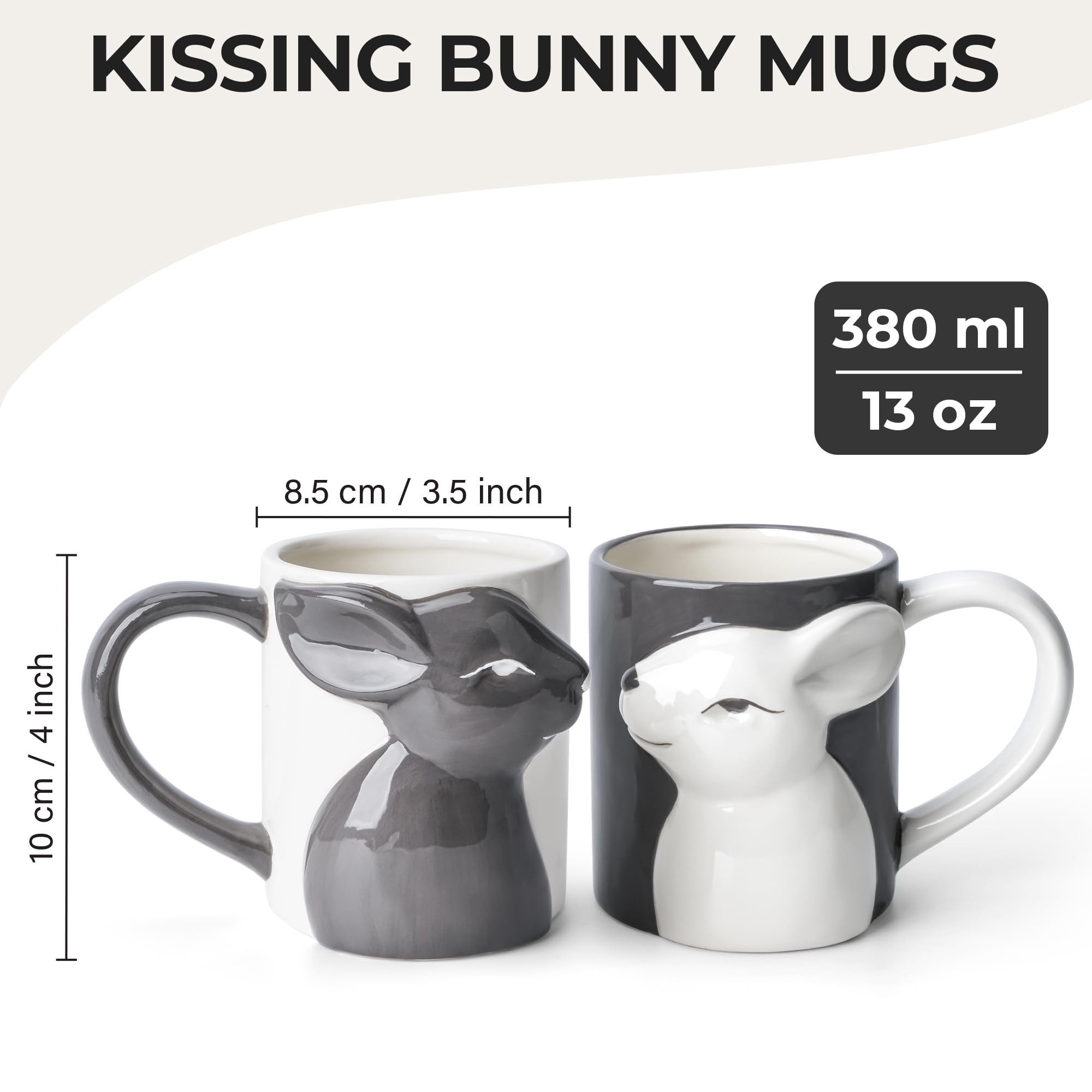 MiaMio Tasse Küssende Hasen, 380 ml, 2-tlg., Keramik
