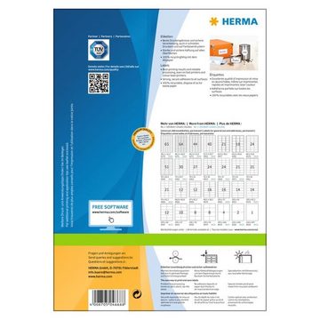 HERMA Etiketten Etiketten PREMIUM Permanent Haftend A4 70x42,3 mm 100 Blätter