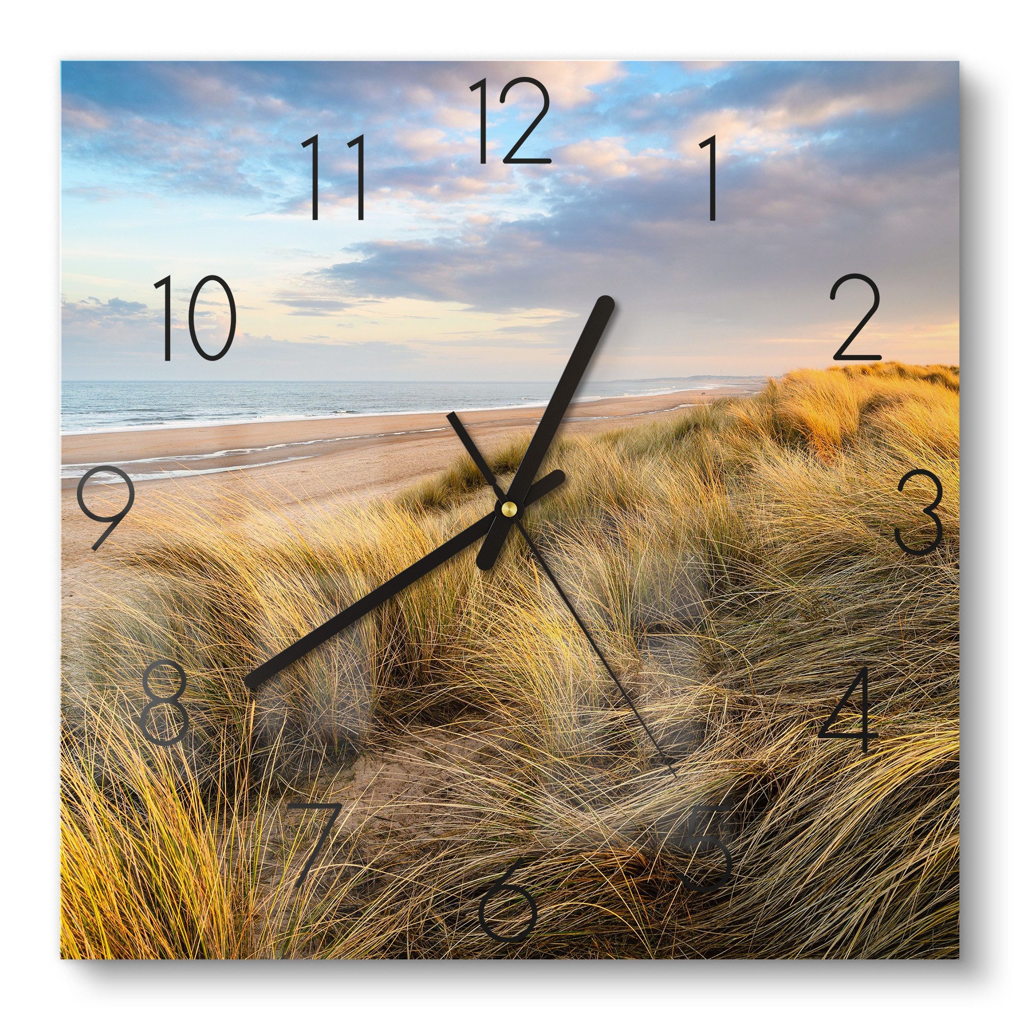 DEQORI Wanduhr 'Dünen am Meer' (Glas Glasuhr modern Wand Uhr Design Küchenuhr)